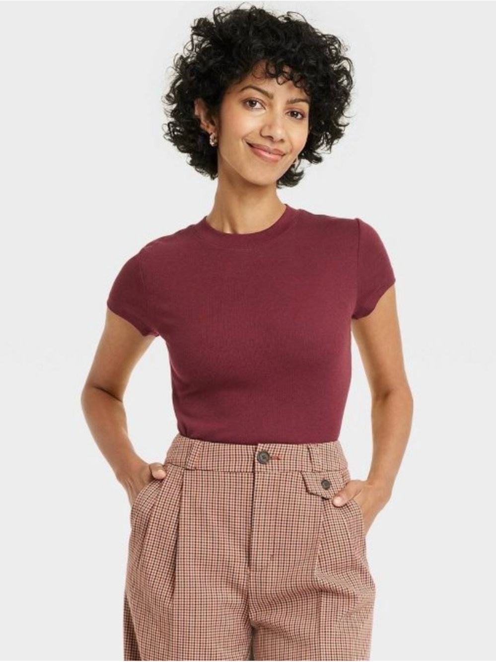 Maroon Ribbed Top